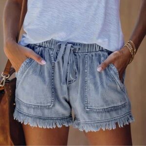 Blue B Chambray Shorts Women's Small Tencel High Waisted